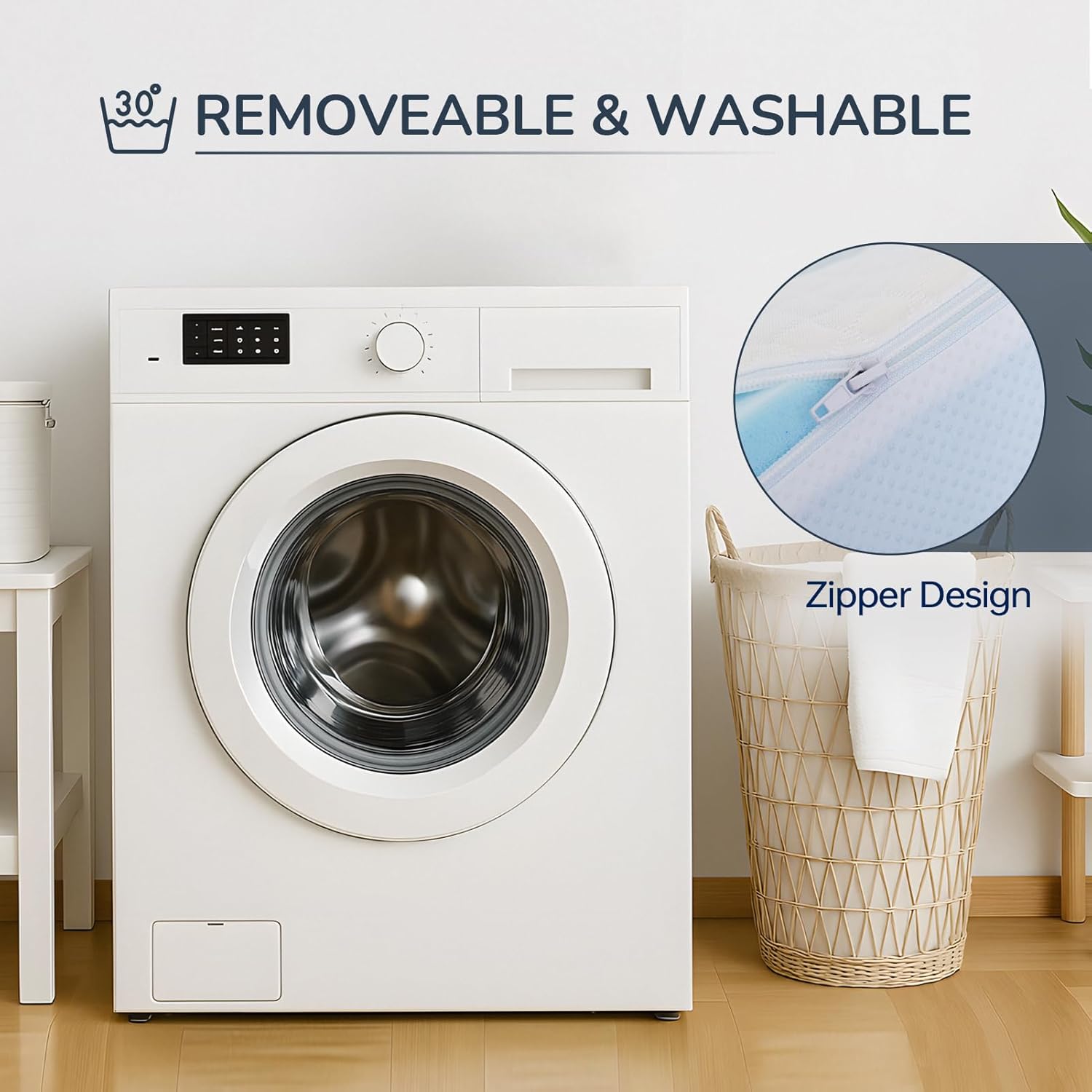 3 Inch Gel Memory Foam Mattress Topper Queen, Breathable Cooling Mattress Topper for Back Pain Relief, Washable Cooling Cover and High Density Memory Foam Included for Dorm, Bedroom - Image 8