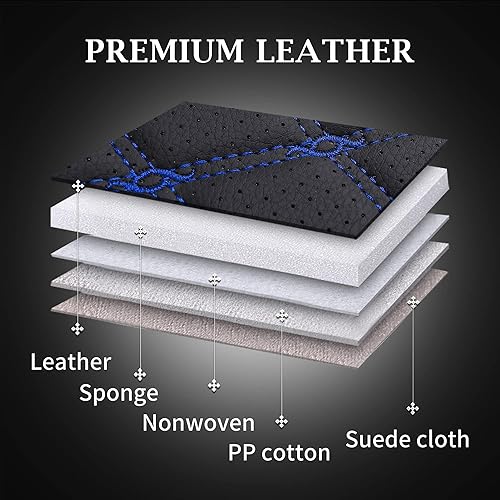 Vista 26 de Coverado Tundra - Juego completo de fundas de asiento de automóvil de cuero para camiones, fundas de asiento de automóvil, protector de ajuste Rojo