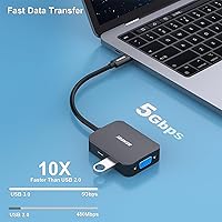Vista 4 de BENFEI USB C HUB 4 en 1, adaptador USB tipo C a HDMI VGA, adaptador USB C a USB, entrega de energía USB tipo C, compatible con iPhone 15 Pro/Max