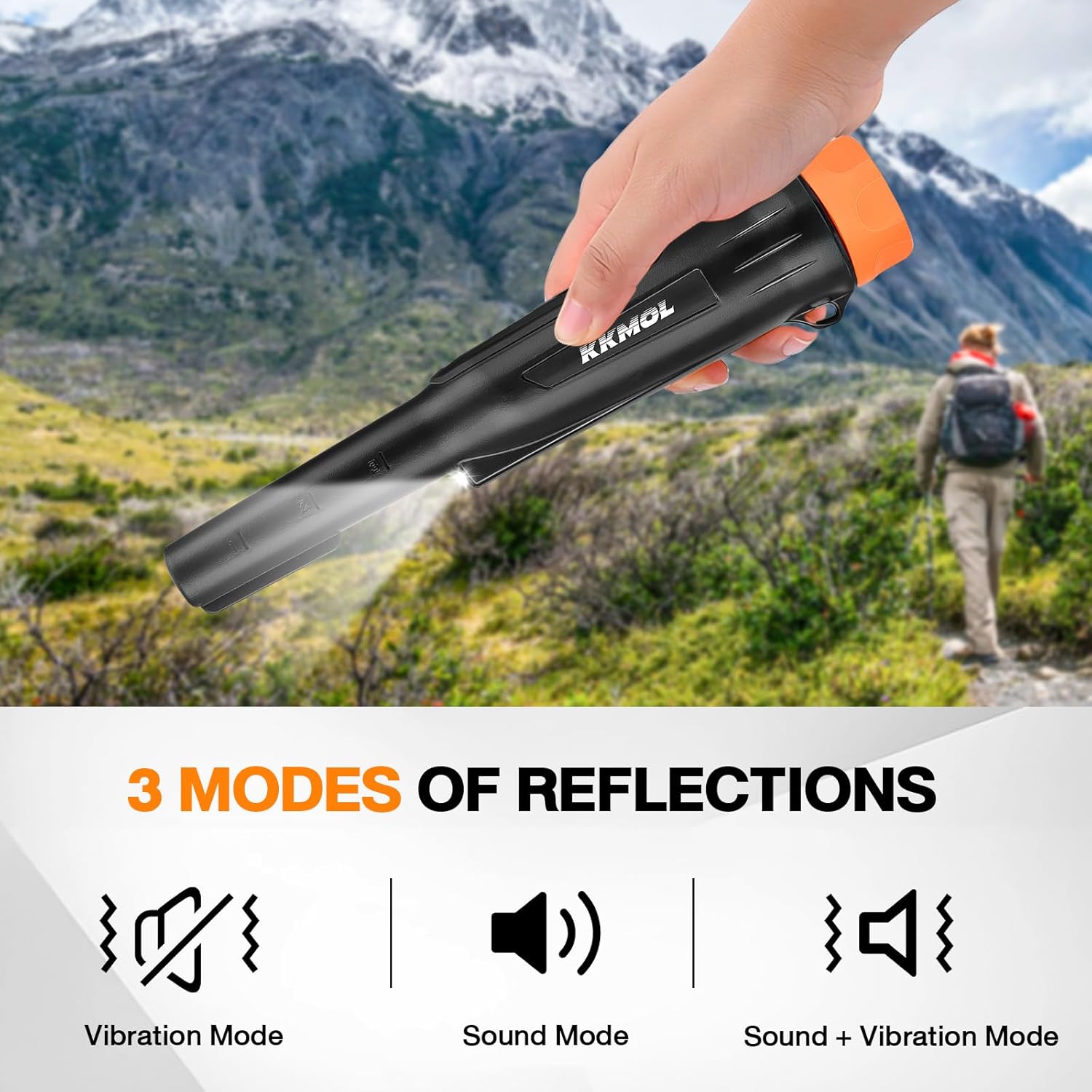 KKMOL Metal Detector Pinpointer for Adults & Kids, Waterproof Pin Pointer Metal Detector, Hight Sensitivity 3 Modes (Buzzer, Vibration,Sound) Detecting Treasure Hunting（Black）, IBDC0005