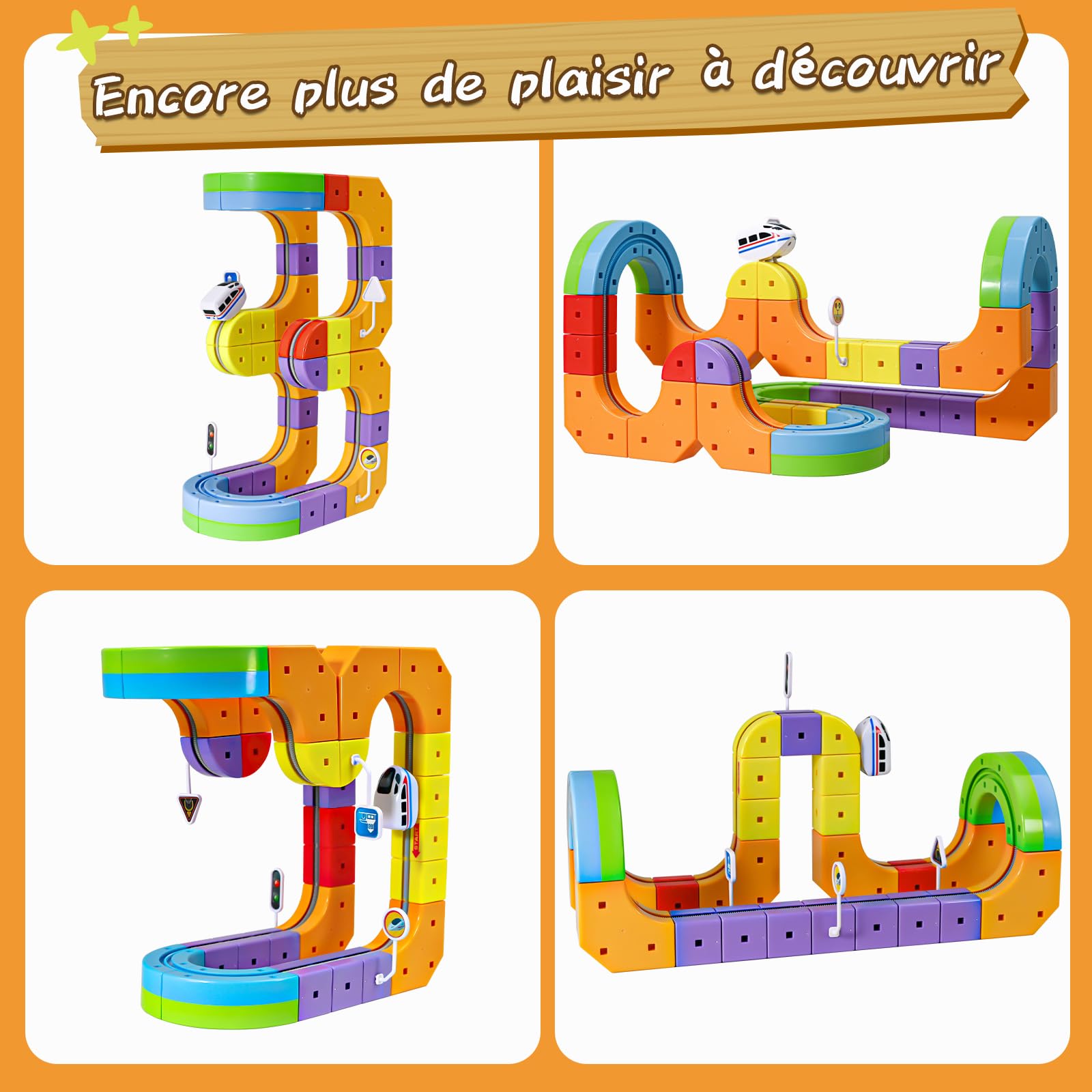 Train Électrique Enfant - Circuit Cube Track avec 3D Rail Magique, Jeu de Construction STEM pour Garçons et Filles 3 Ans+ (Design Anti-Gravité) (Édition Gravity (48 pièces / 34 Circuits))