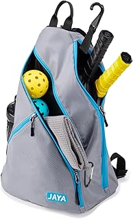 JAYA Bolsa portátil para paletas de pickleball, mochila cruzada reversible para hombres y mujeres, diseño ajustable en deportes o viajes con soporte para botella de agua y gancho para valla