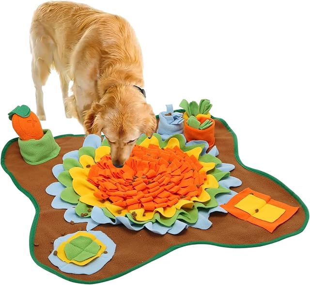Dog Snuffle Mat Interactive Dog Enrichment Toys Mental Stimulation Boredom Play Mat Dog Treats Feeding Mat With Puzzles Encourages Natural Foraging Skills