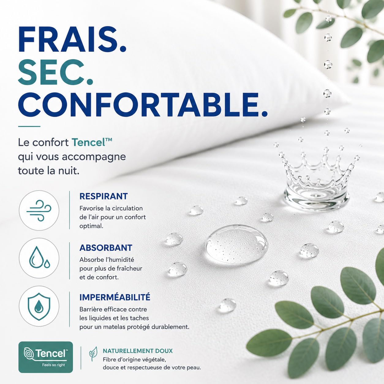 Coprimaterasso impermeabile 90 x 190/200 Toucalin – Tencel Traspirante