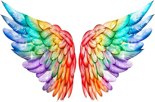 Miniatura 2 de BELECO Telón de fondo mágico de alas de ángel de 7 x 5 pies para fotografía, alas de arco iris brillantes, alas brillantes, fondo blanco, alas