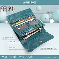 Vista 22 de Aphison - Cartera larga de cuero suave RFID para mujer, con caja de regalo