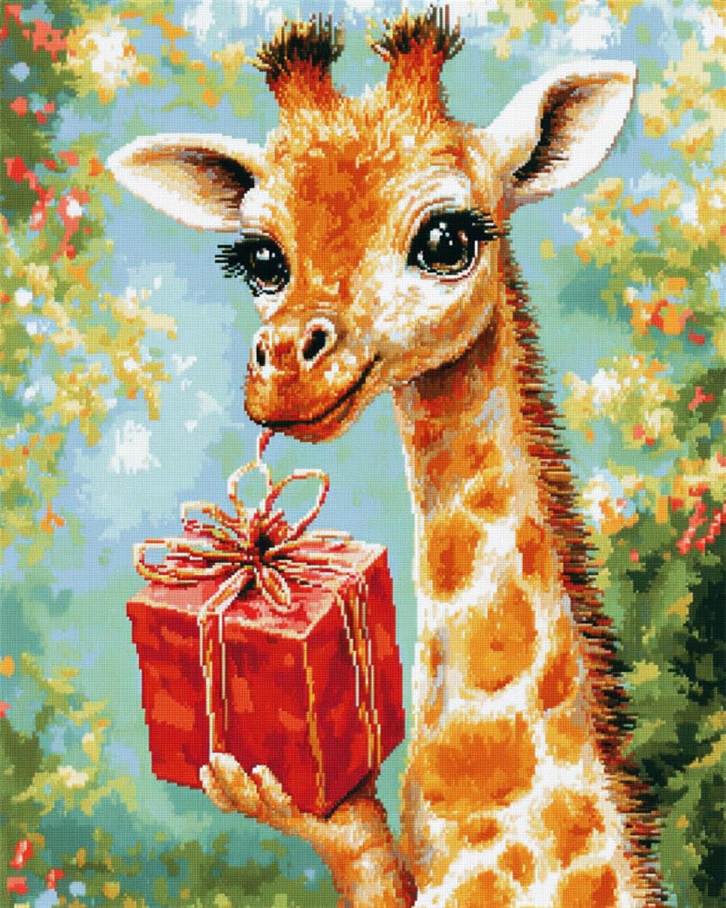 AxiangziK DIY Counted Cross Stitch Kits Cartoon Giraffe 11CT 40x50cm