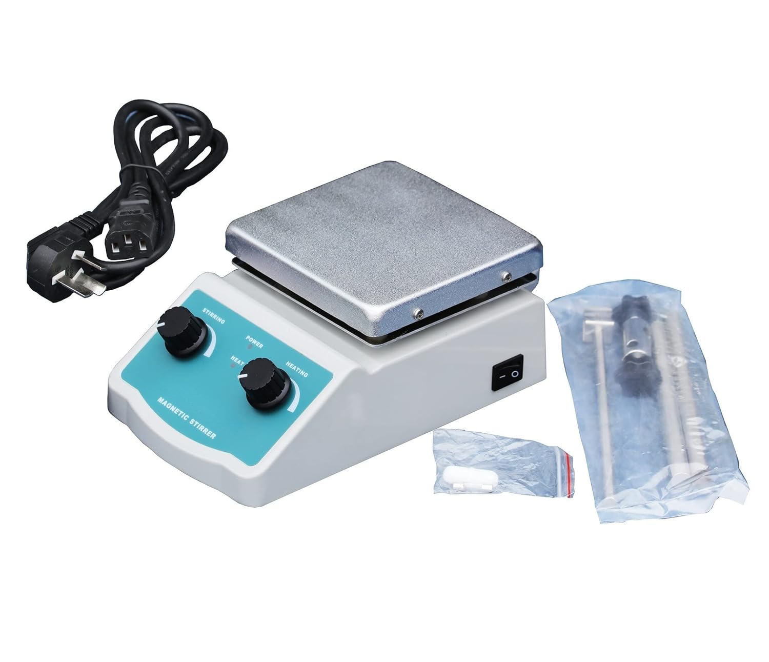 SH-3B 5 Liter Magnetic Stirrer, 170x170 mm Aluminum Plate, 500 Watt, 100-2000 RPM Laboratory Stirrer, Laboratory Quality Magnetic Heating Plate for Liquid Heating and Mixing