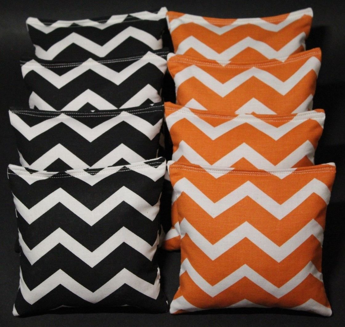 Cornhole Bean Bags Chevron Black and Orange ACA Regulation Game Toss Bags
