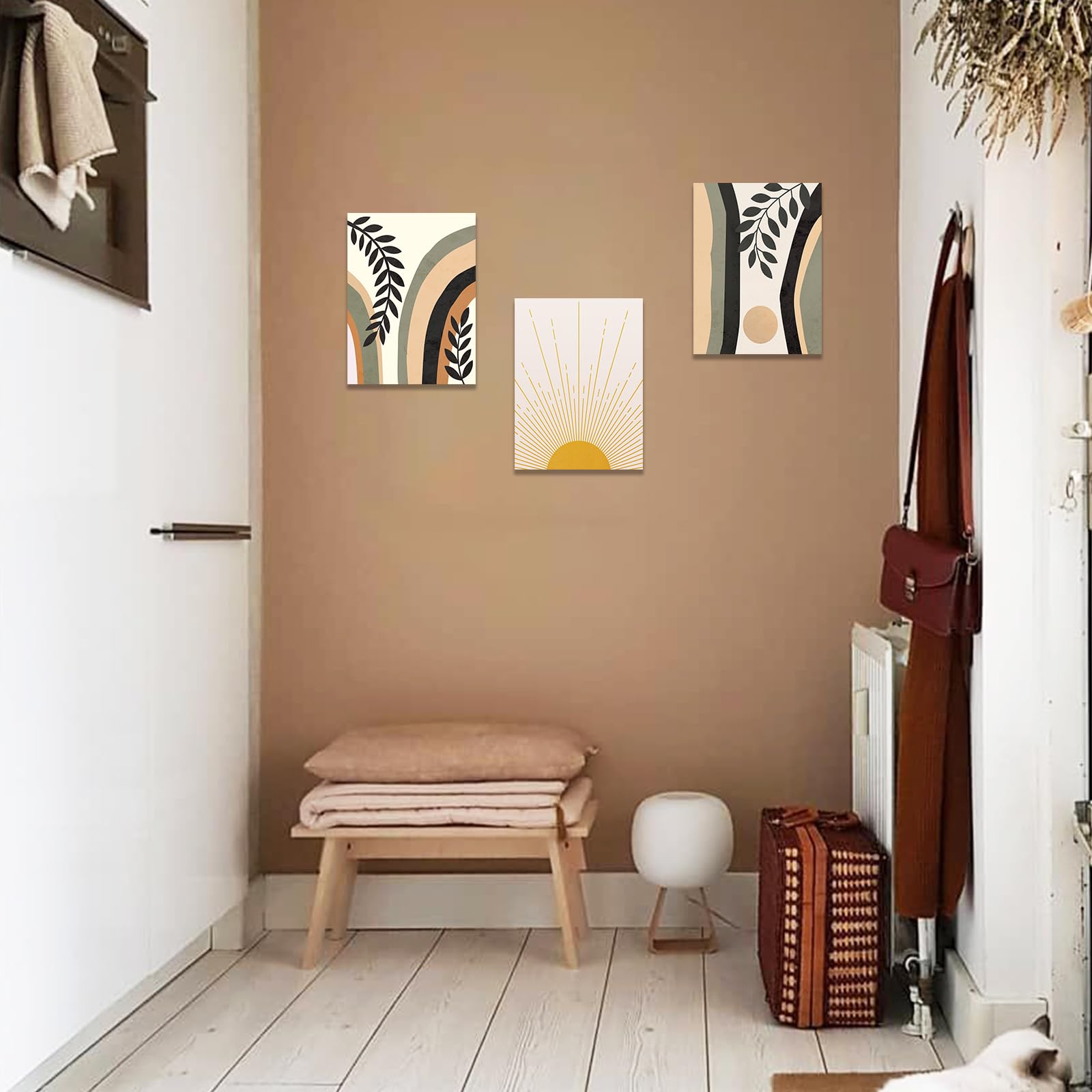 Set di 3 stampe geometriche moderne di metà secolo, decorazione da parete astratta digitale boho, set di stampe geometriche da parete, galleria d'arte gialla e blu navy - Italia