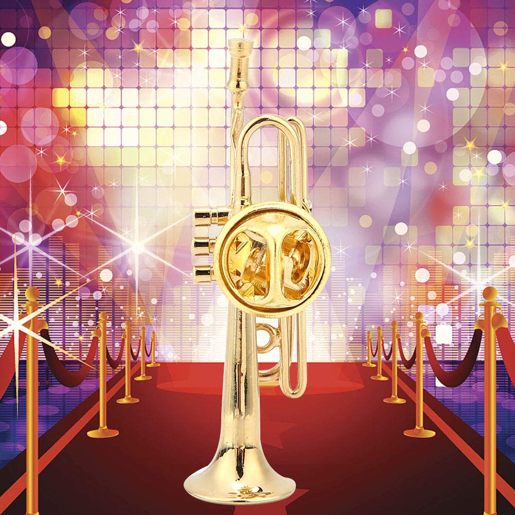 Kleine juweltrompet instrument broche, muziekinstrumenten pin voor vrouwen jurk en hoed accessoire for muzikant Tie Tack geschenken