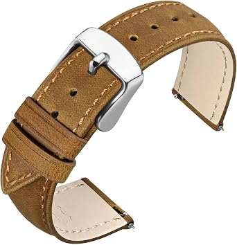 ANNEFIT Retro Watch Strap, Crazy Horse Leather Watch Band with Quick Release, Choice of Width 18mm 19mm 20mm 21mm 22mm