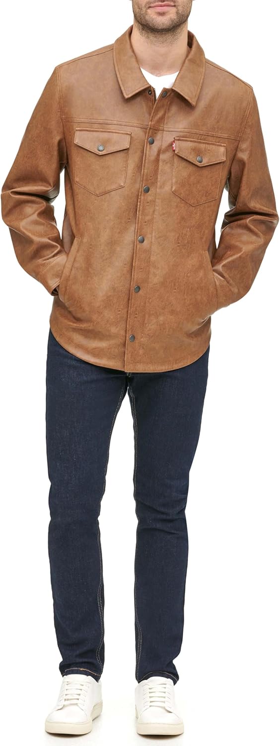 Levi's Men's Faux Leather Shirt Jacket - Image 2