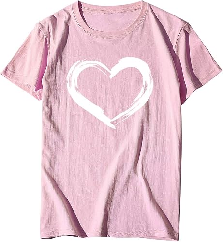Miniatura 3 de Camiseta de manga corta con estampado de corazón para mujer, ajuste regular, linda y divertida ropa de regalo 2023,