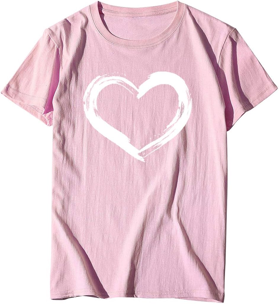 Miniatura 4 de Camiseta de verano 2023 con estampado de corazón para mujer, camiseta de manga corta, cuello redondo, camisetas casuales de moda
