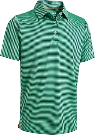 Men's Golf Polo Shirts Short Sleeve Striped Performance Moisture Wicking Dry Fit Golf Shirts for Men