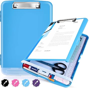 Blue Clipboard with Storage,Clip Boards 8.5x11 with Pen Holder,Letter Size