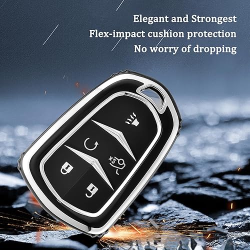 Vista 32 de OFFWEGO - Funda para llavero Cadillac, para Cadillac Escalade CTS SRX CT4 CT5 CT6 XTS XT4 XT5 XT6 ATSL SLS STS Funda para llavero inteligente