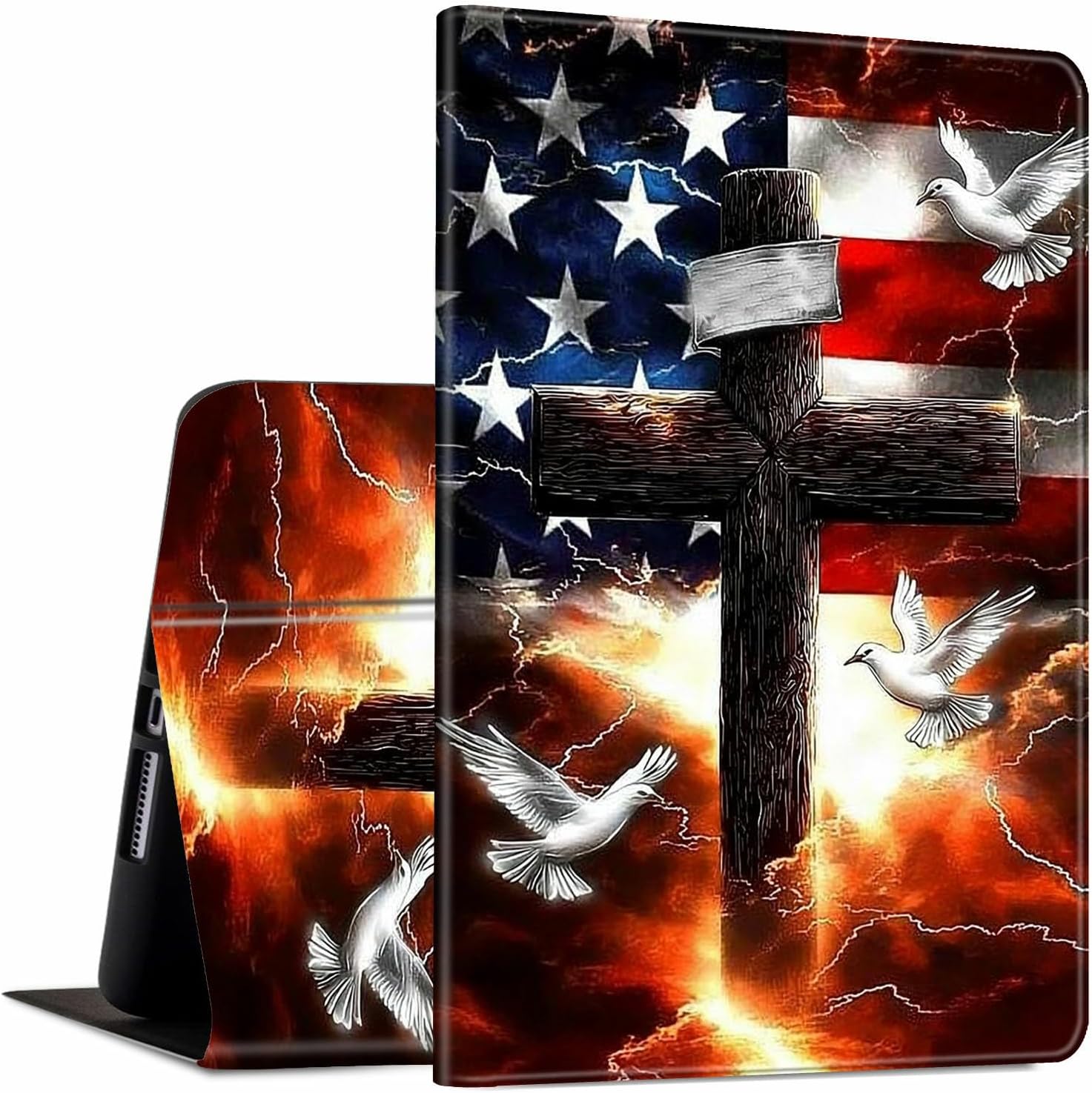 for iPad 9th/8th/7th Generation 10.2 Inch Case 2021/2020/2019 PU Leather Slim Folio Lightweight Multiple Viewing Angles Smart Cover with Auto Wake/Sleep, Christian Cross Book