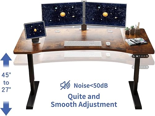 Miniatura 82 de Escritorio eléctrico de pie de 48 pulgadas con puerto de carga USB, escritorio de pie ajustable en altura con preajustes de memoria, amplio Marrón