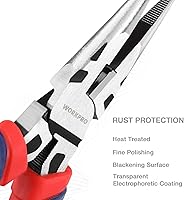 Vista 2 de WORKPRO Juego de alicates de 5 piezas con bolsa de almacenamiento, nariz larga de 7 pulgadas, diagonal de 6 pulgadas, junta de ranura de 8 pulgadas