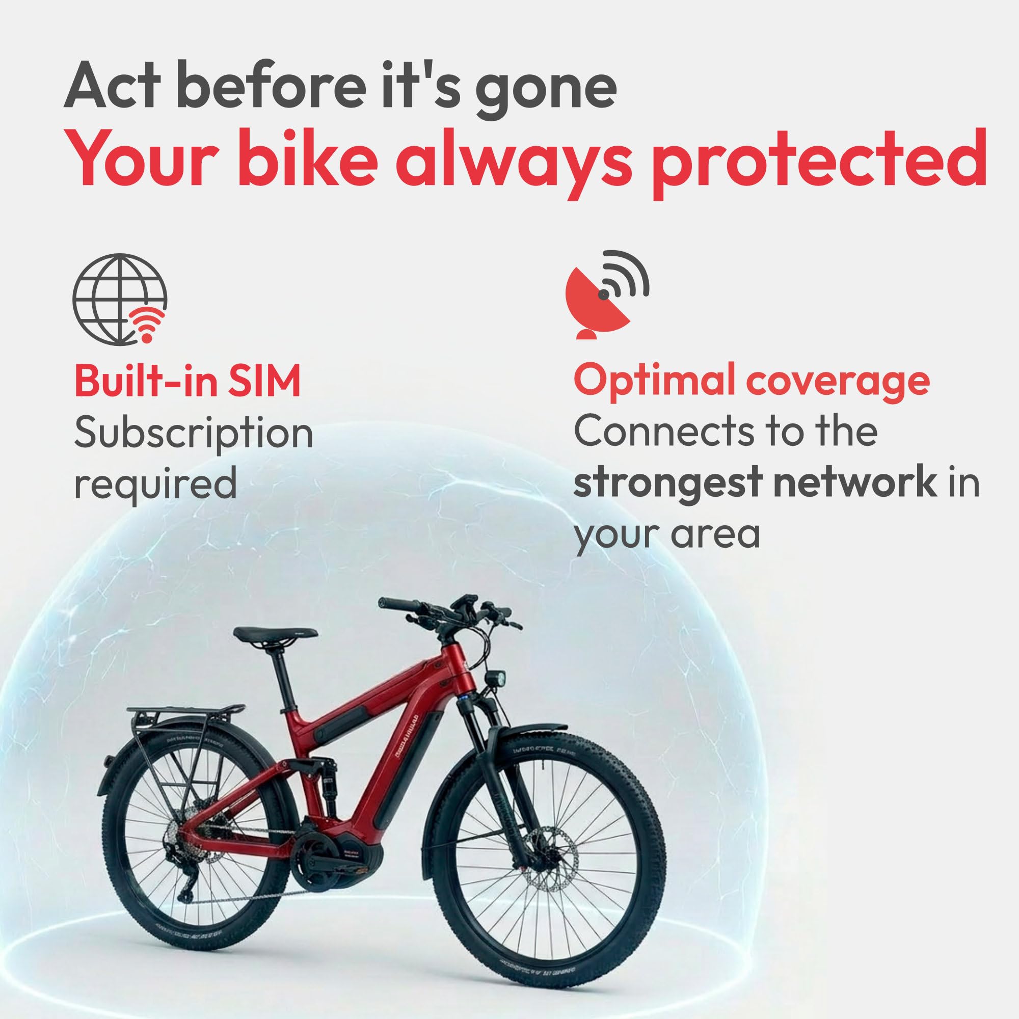 Trackting Bike T9 – Dispositif GPS Antivol pour VTT & E-Bikes avec Carte SIM Intégrée (4G/2G) – Abonnement Requis | Traceur GPS Vélo | Appel D’Alerte Vol, Suivi en Direct, Longue Autonomie