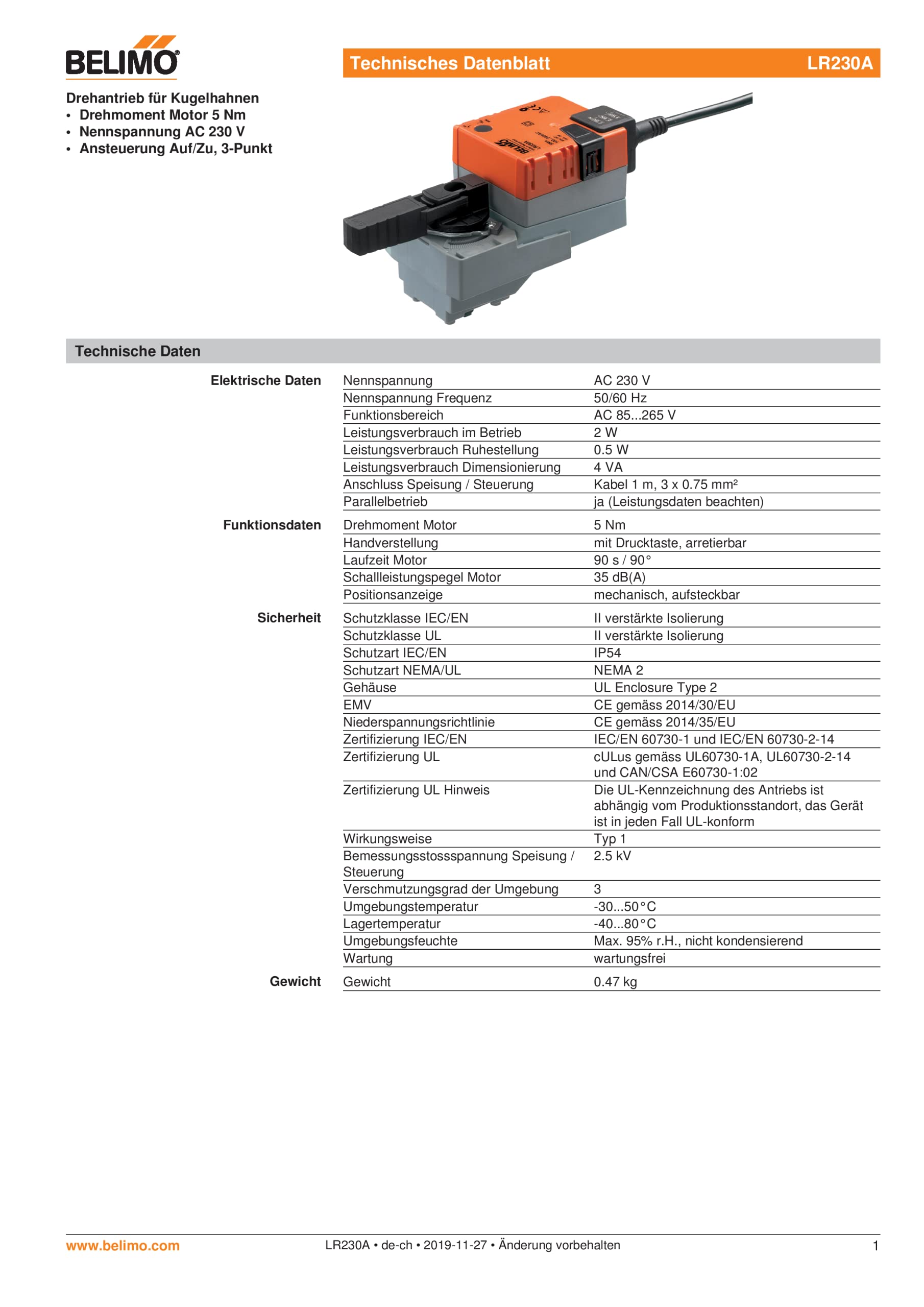 Belimo LR230A - Válvula de bola