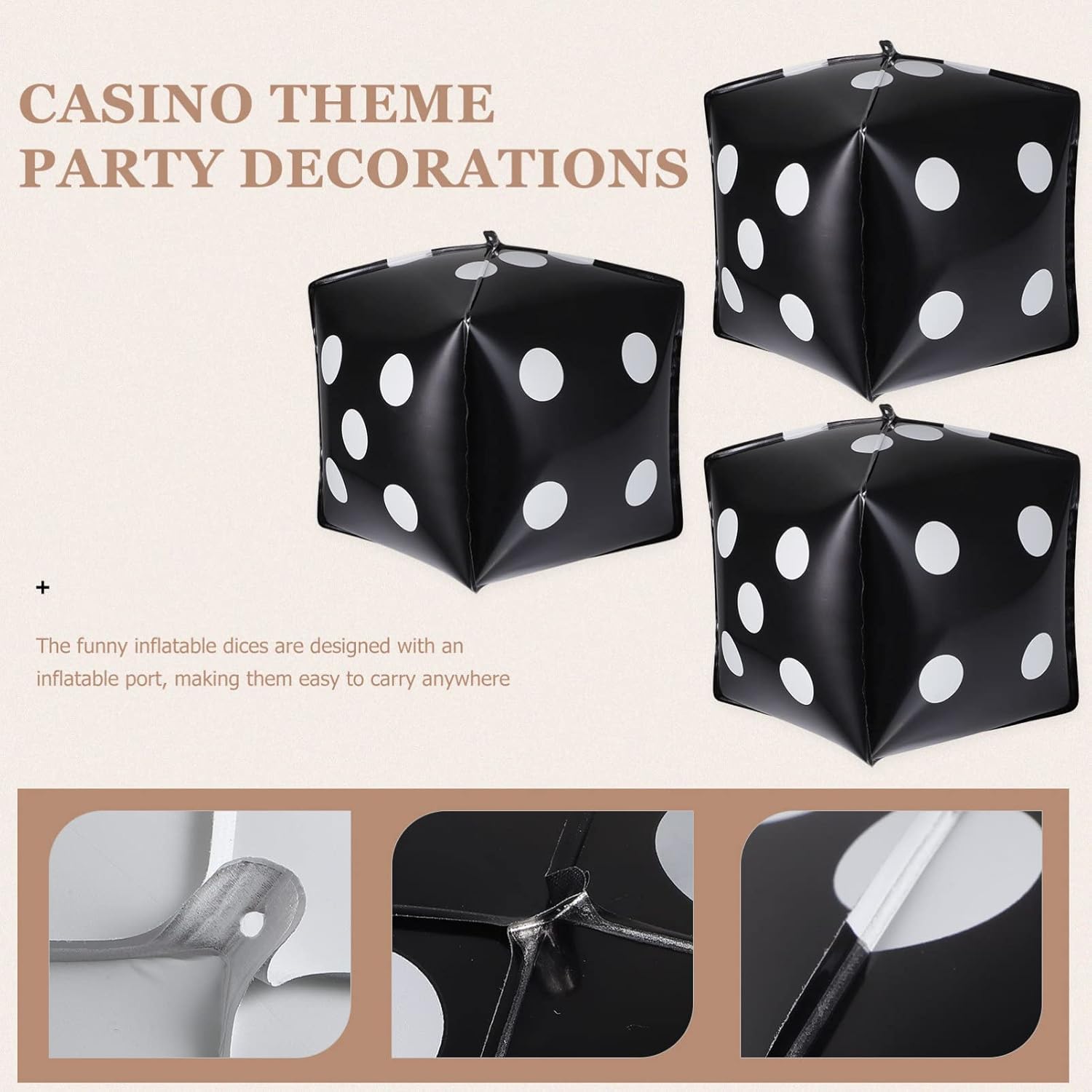 Toddmomy Dice Balloons 7.08 Inch Foil Cube Balloons Theme Party Decorations for Game Night Birthday and Group Gatherings