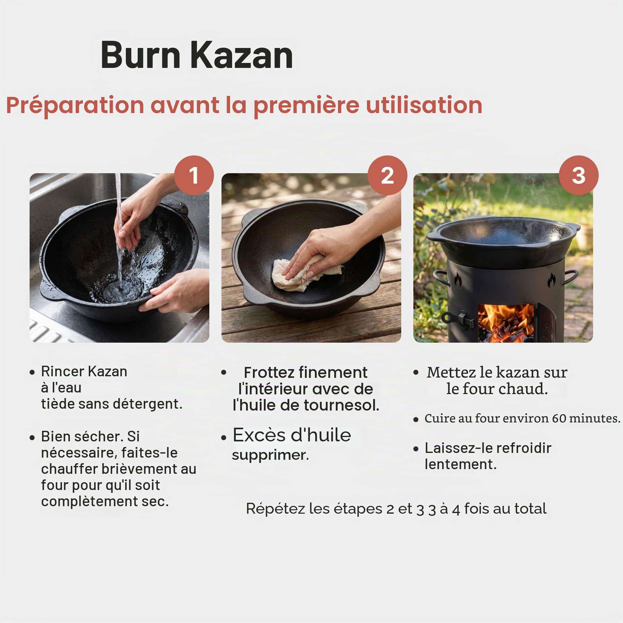 Kazan Wok en fonte 8 l (fond rond) avec louche à mousse Namangan Uzbek Kazbek Asia Wok Cast Iron Casserole Camping Usbek avec couvercle en aluminium