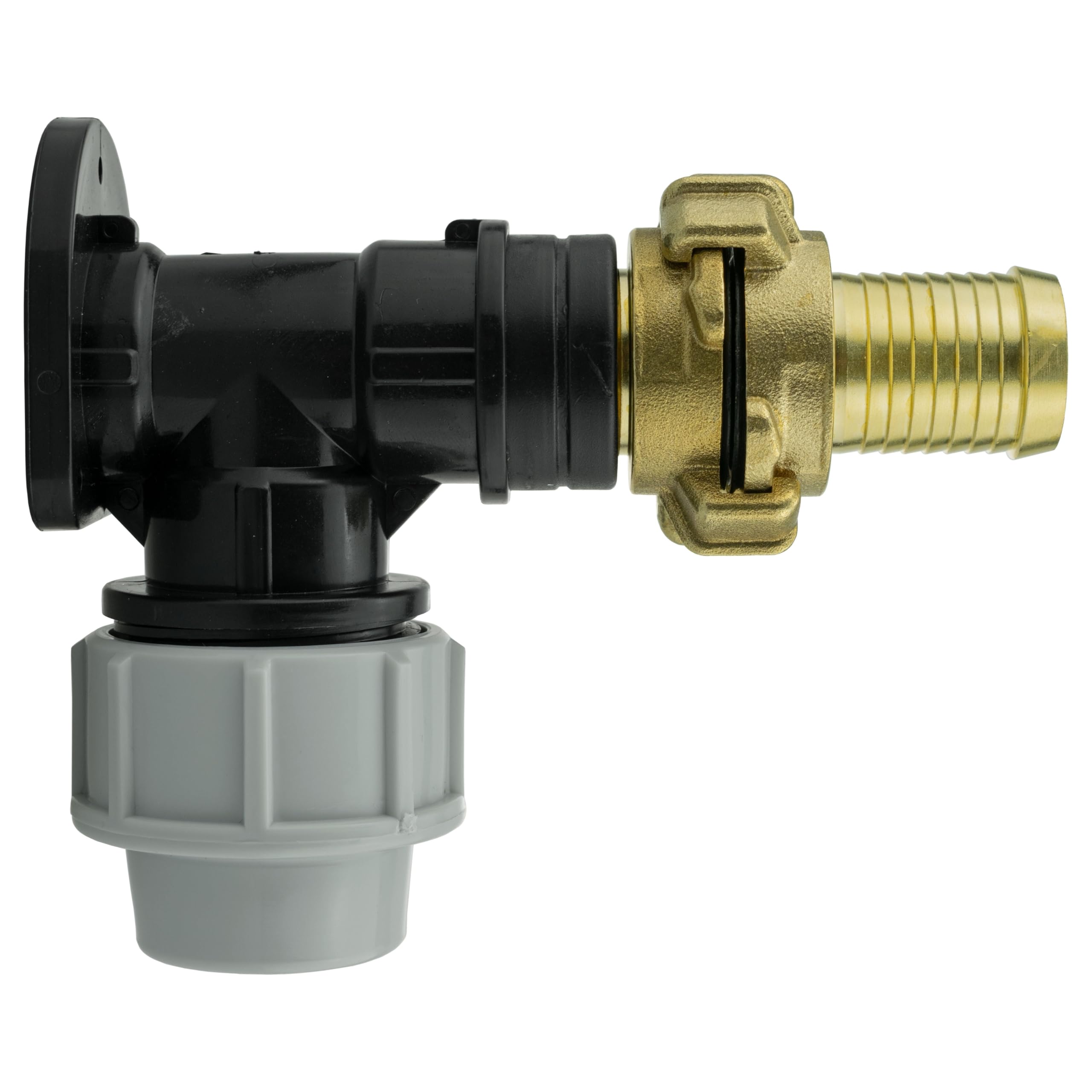 Clothing Estates Men's Black / Grey / Brass 25Mm Mdpe Wall Flange Kit With 25Mm Barbed Geka Connector And 3/4" Bsp Geka