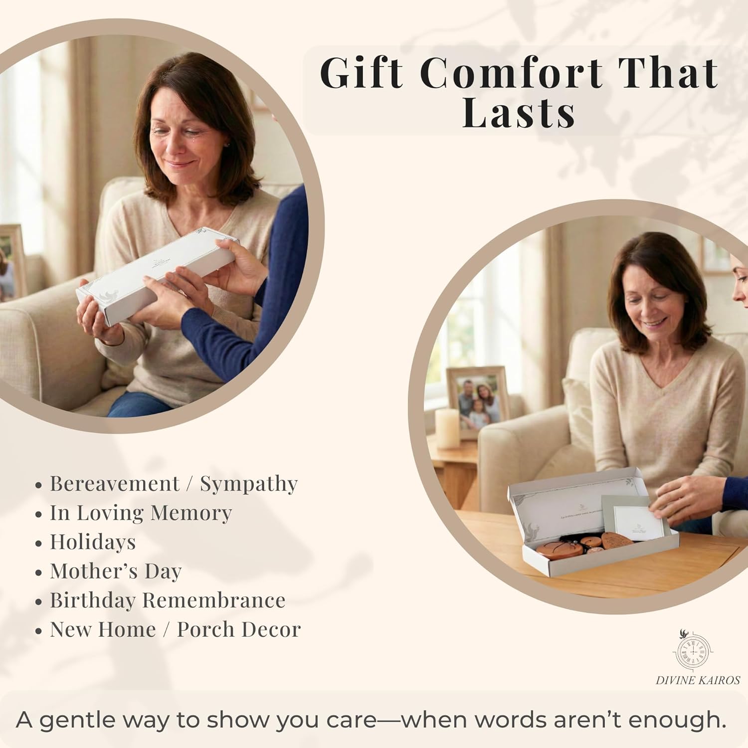 Memorial Wind Chimes for Outside - 28 in. Sympathy Wind Chime Gift with Keepsake Stone & Message Card, Calming Tone, Wood Mute Damper, Garden Porch Patio Decor - Image 7