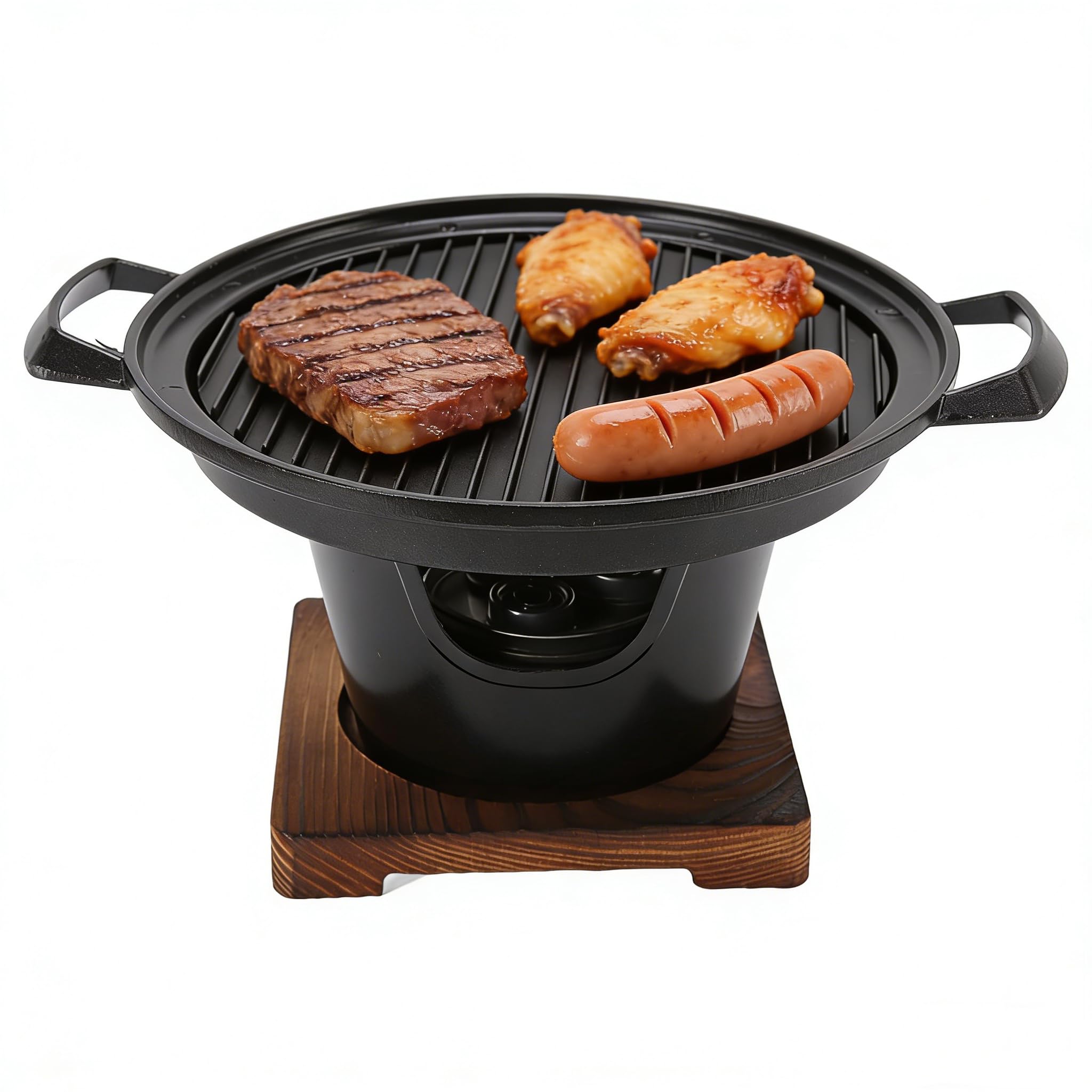 Griglia per barbecue, mini griglia Hibachi, griglia da tavolo piccola per evitare che si attacchi Pulizia facile Griglia a carbone da tavolo portatile senza fumo per una persona per interni