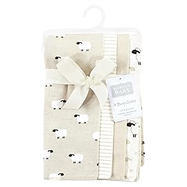 Hudson Baby Unisex Baby Cotton Flannel Burp Cloths, Taupe Sheep, One Size