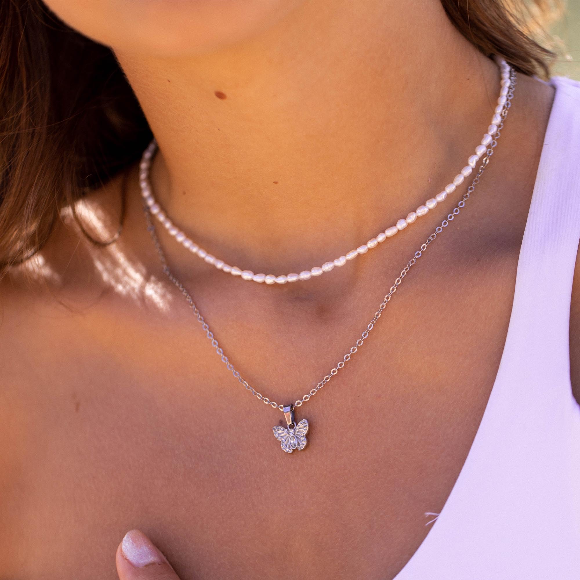 Purelei Enchant Damen Kette mit echten Süßwasserperlen – verstellbare Perlenkette (30/40 cm), schimmernd & elegant – Edelstahl 18K vergoldet oder silber