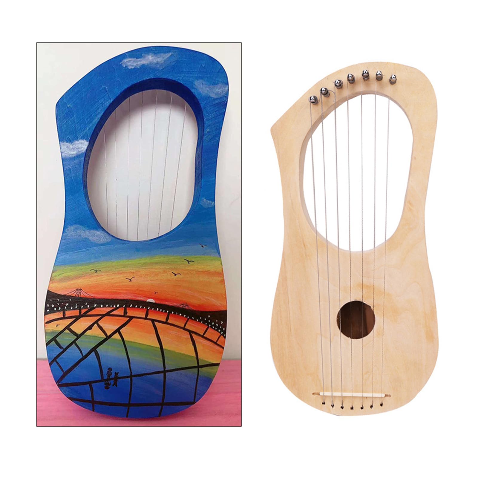 Perfeclan Lyra Harpe à 7 Cordes Métallique Portable Style Antique DIY Kit pour Débutants Enfants Cadeaux