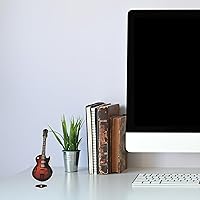 Vista 6 de Réplica en miniatura de instrumentos musicales de guitarra eléctrica marrón con estuche - Tamaño 7 pulgadas.