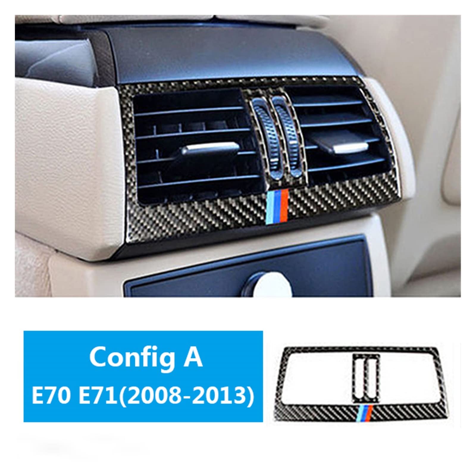 Tylny klimatyzator samochodowy z włókna węglowego osłona wylotu powietrza naklejki na panel nadające się do BMW X5 E70 X6 E71 2008-13 Auto akcesoria do przycinania zestawy naklejek ochronnych (kolor