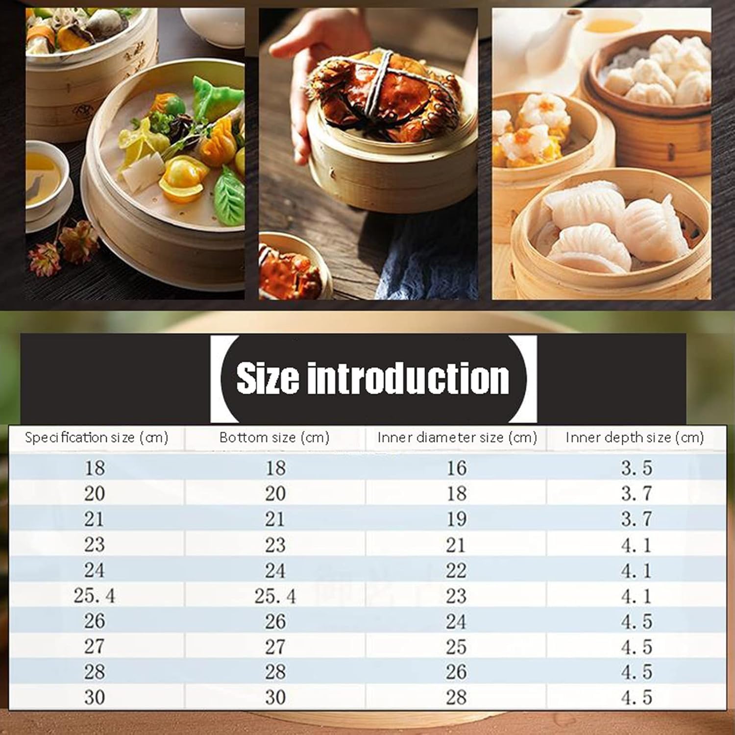 Vapor de bambú de 2 Capas, Vapor con Tapa, Vapor de bambú para arroz, Dim Sum, Verduras y Carne, 30 cm