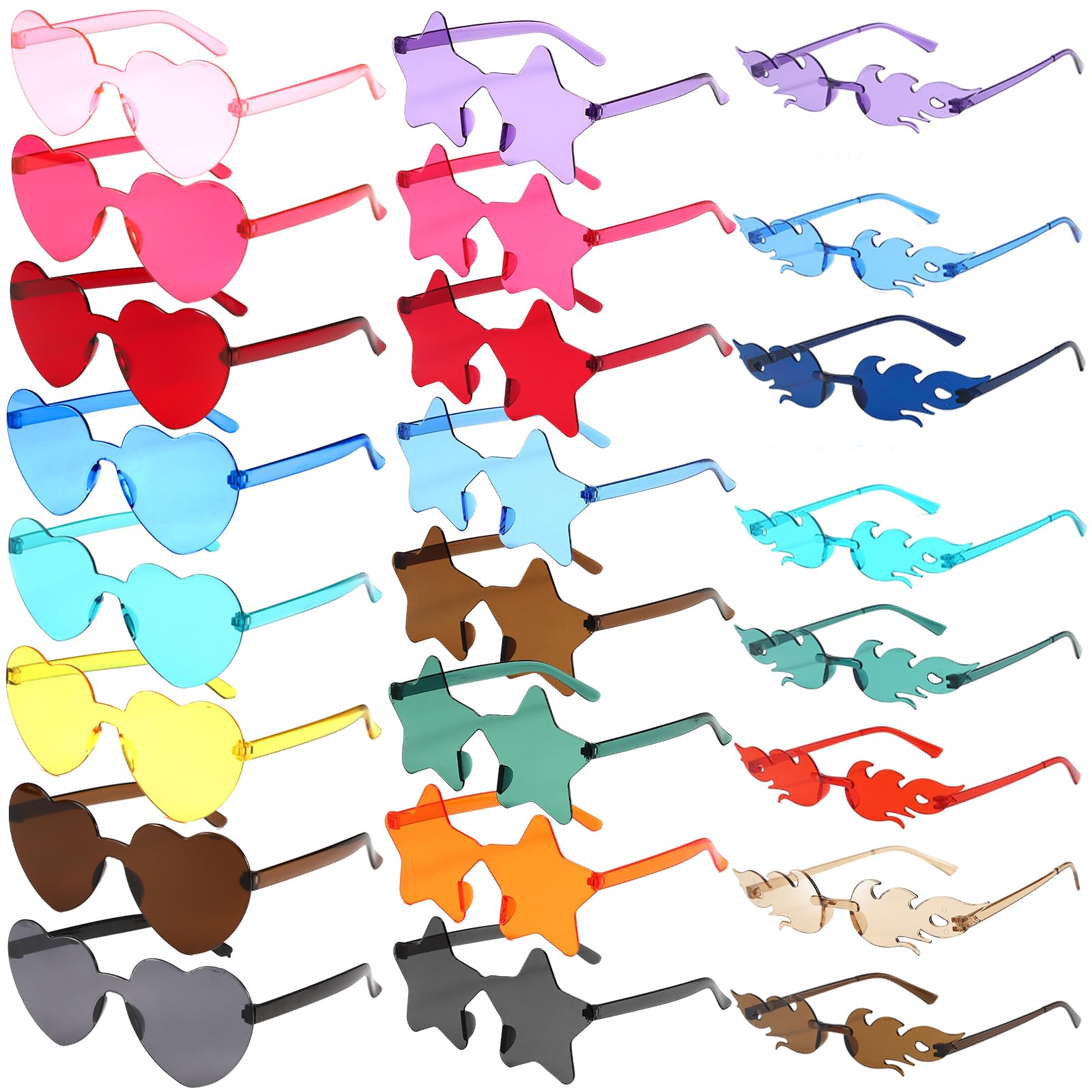 Occhiali da sole a forma di cuore, 24 pezzi, a forma di cuore, a forma di cuore, trasparenti, a forma di cuore, per feste in spiaggia