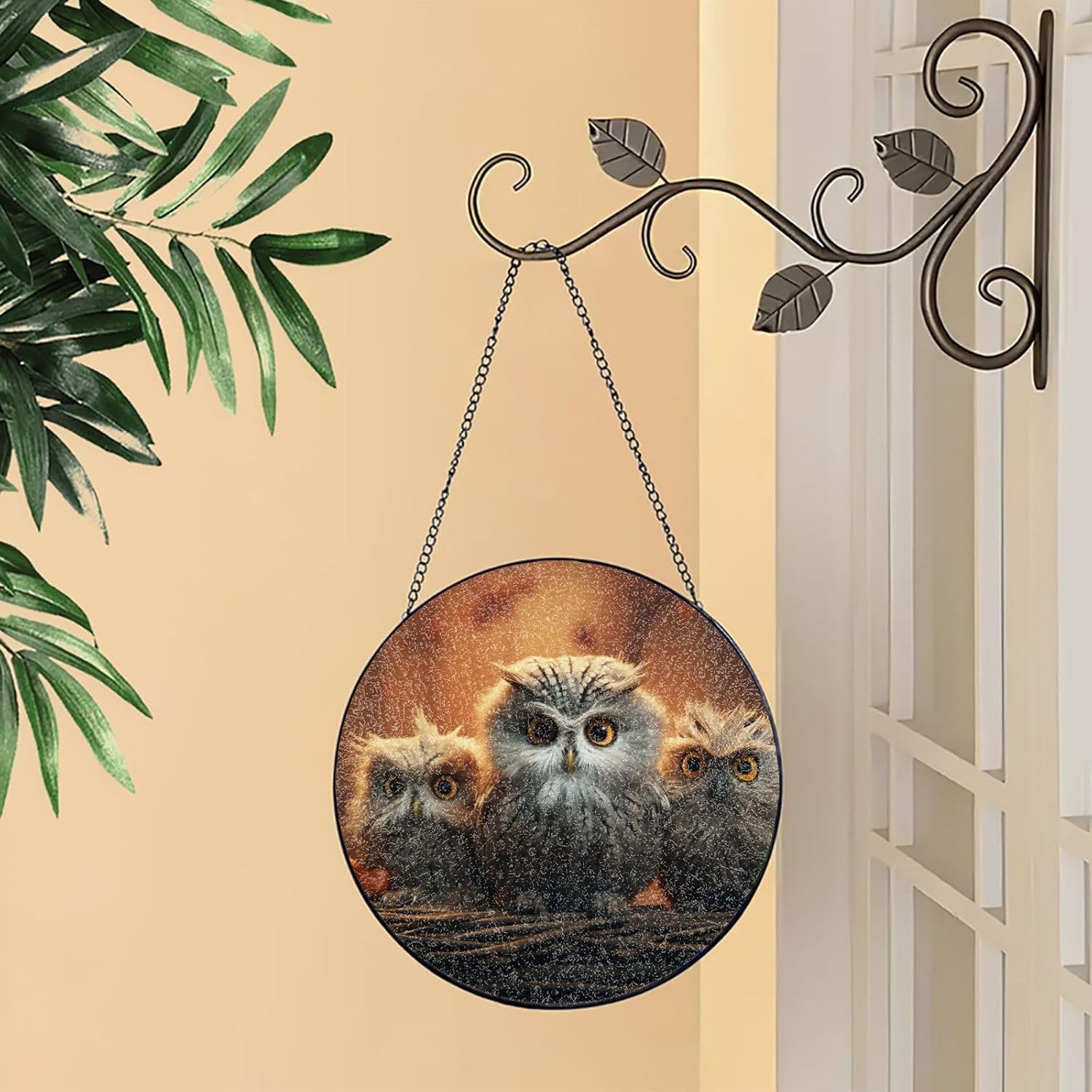 Stained Glass Window Hanging Cute Owl Baby Sun Catchers Indoor Outdoor Decor Window Suncatcher Door Garden Sunroom Sun Catcher Home Decor Birthday Christmas for Mom Men