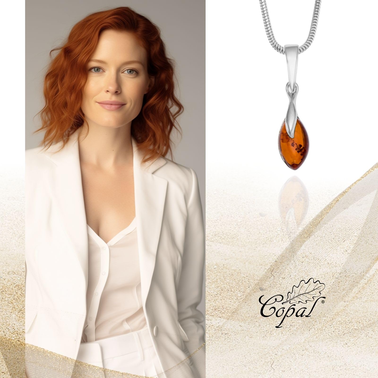 Collar Para Mujer Con Colgante De Ámbar Báltico Color Miel Y Cadena Ajustable De Plata 925