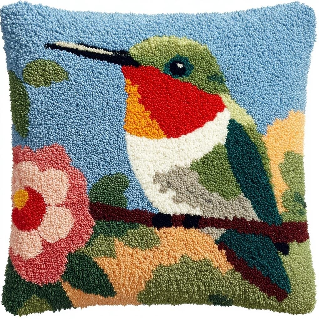 AxiangziK Latch Hook Cushion Kits for Beginners,Hummingbirds