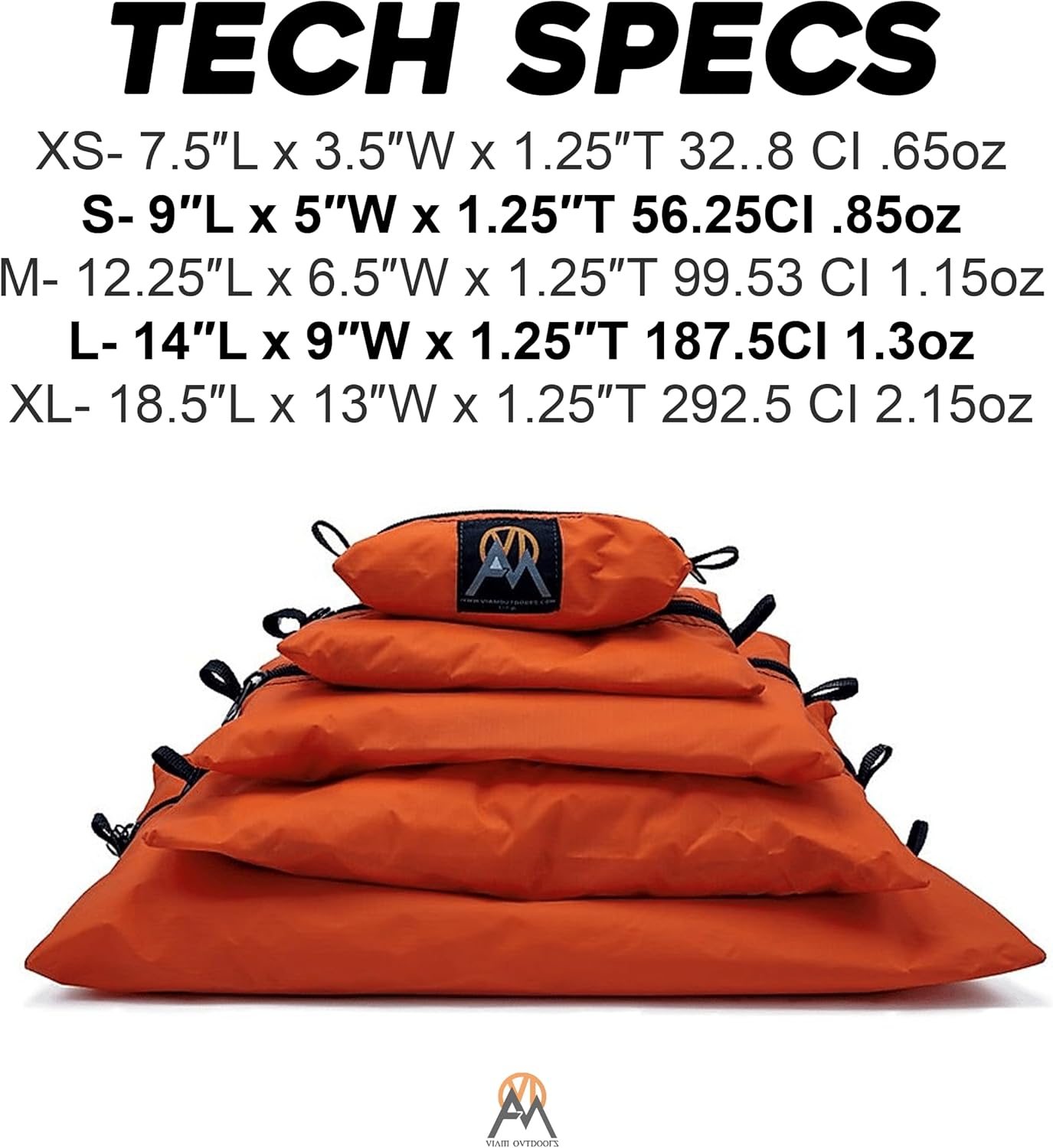 VIAM Outdoors G3 Glacier Gear Grab Tool Bag Zipper Pouch, Premium Utility Multipurpose Storage Organizer Tool Pouches for Hunting, Camping, Backpacking, Travel - 5pc Orange