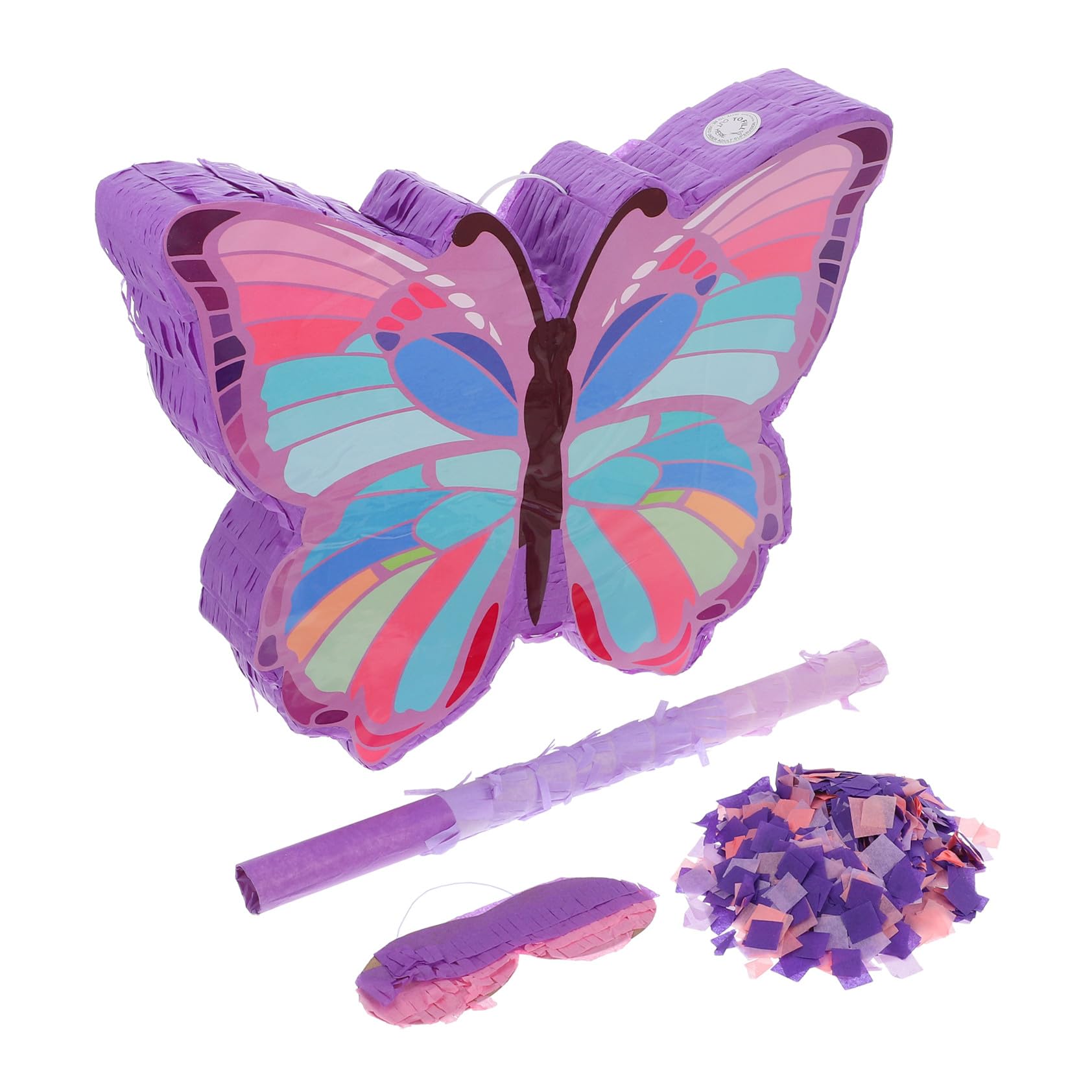Ipetboom Piñata de Palo Temática Morada para Fiesta Infantil, Incluye Palo, Antifaz y 50 G de Confeti, Decoraciones para Cumpleaños de Niñas, Juguete para Romper y Rellenar con Dulces