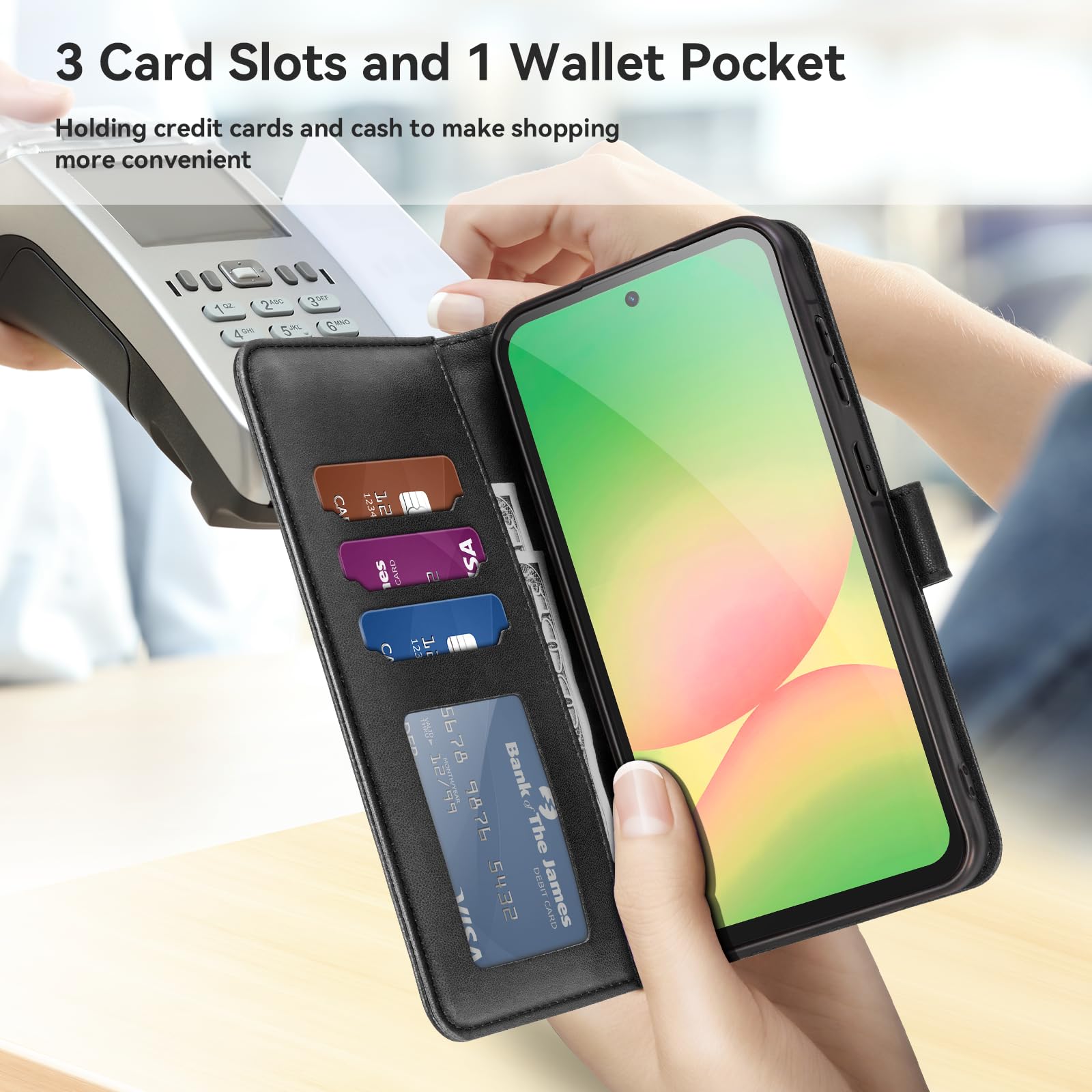 ivencase Cover per Samsung Galaxy A56 5G con Vetro Temperato [Premium Pelle] [Funzione Stand] Slot Scheda Antiurto Magnetico Wallet Flip Case Protettiva Custodia per Samsung Galaxy A56 5G, Nero