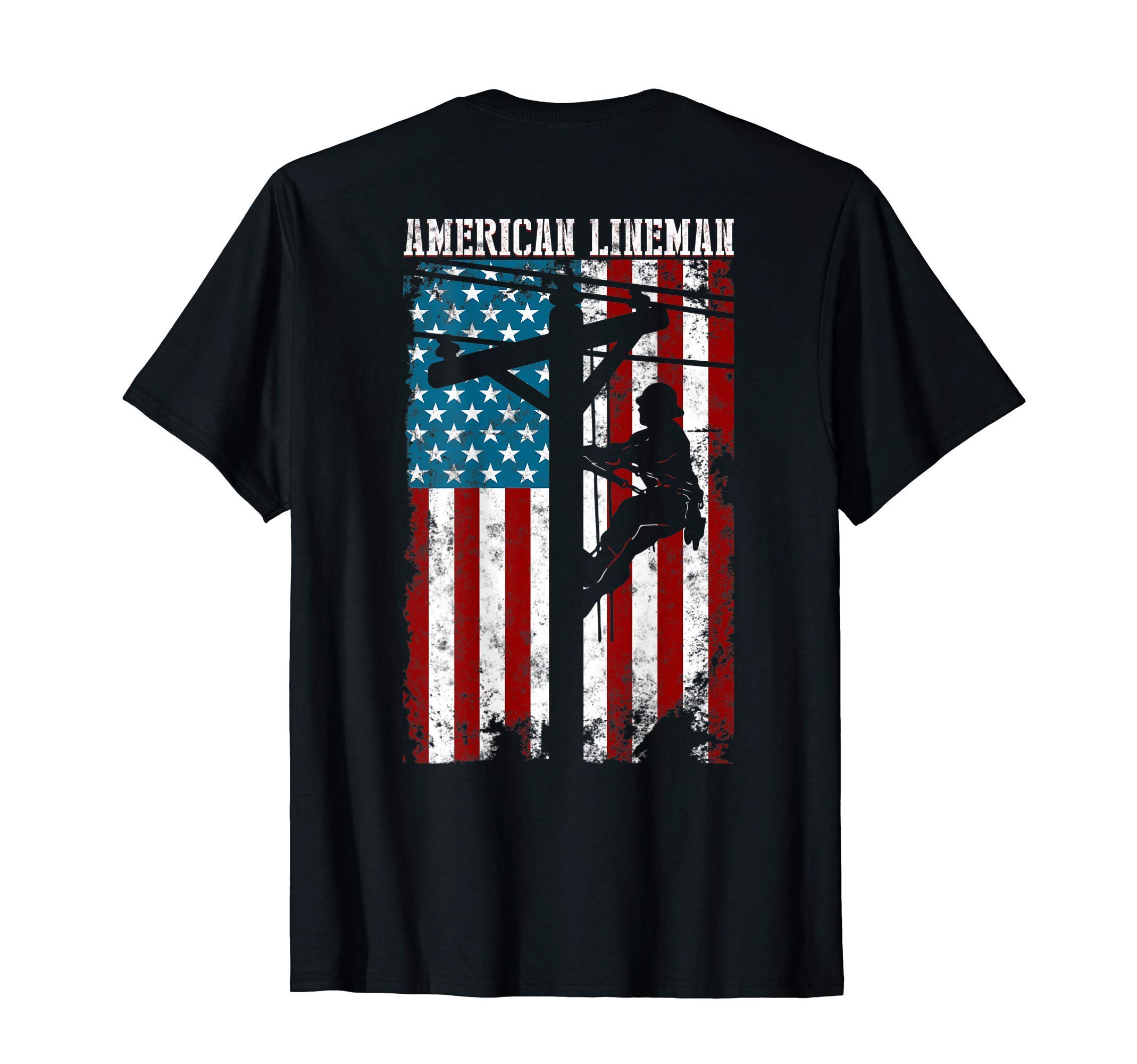 Who love Electric Cable LinemanLineman gifts American flag Electric Cable Patriotic Lineman T-Shirt