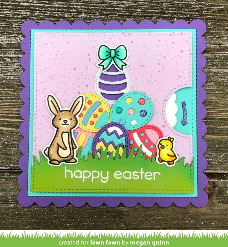 Lawn Fawn Eggstra Amazing Easter 4"x6" Clear Stamp Set and Matching Lawn Cut Dies (LF1884, LF1885), Bundle of Two Items