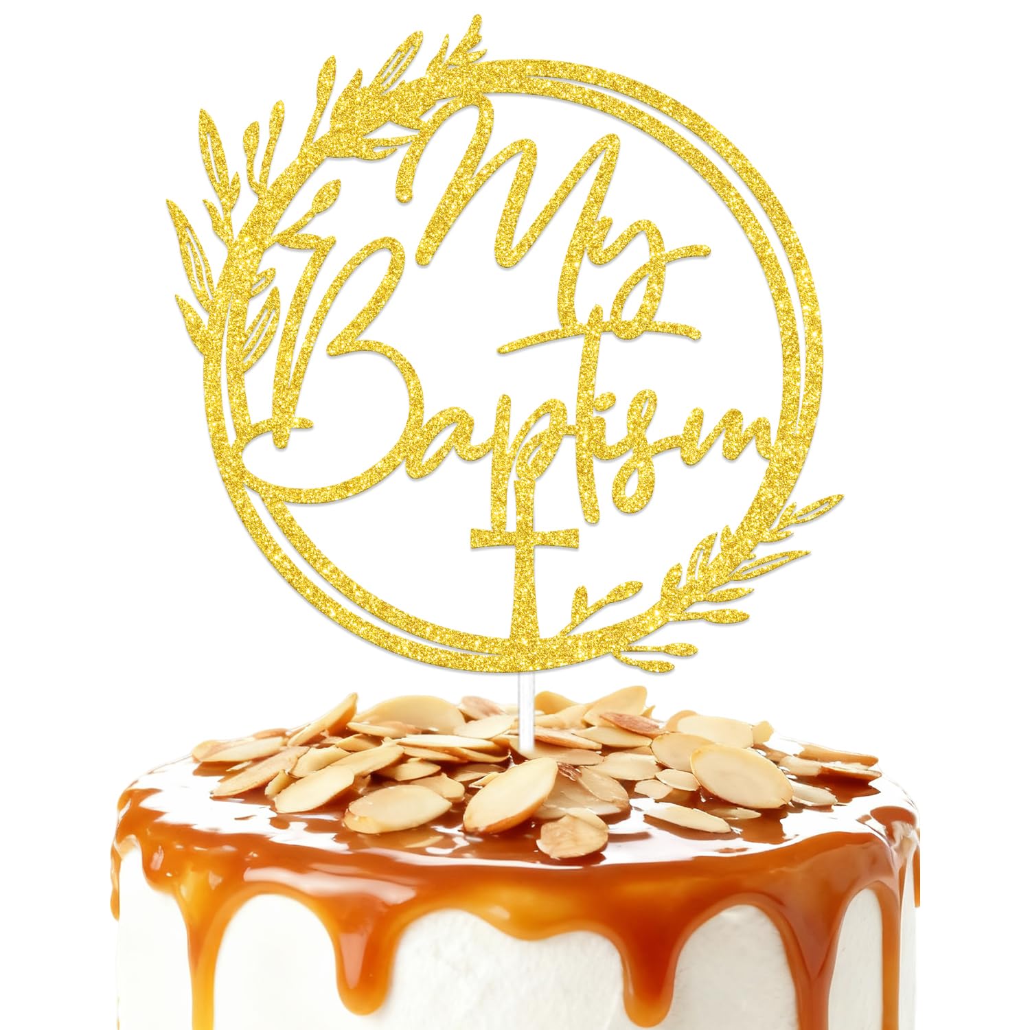 ZCXVC My Baptism Cake Topper First Holy Communion Decorations Christening Baby Shower Party Decor Sign Gold Glitter