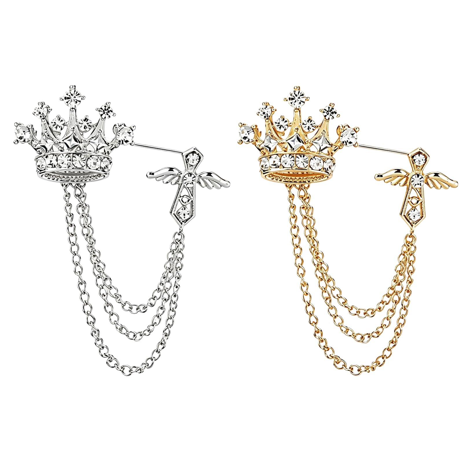 2Pcs Elegant Dual-Tone Lapel Pins for Mens – Stylish Silver & Gold Brooches for Men Suit, Royal Formal Accessories for Man, Perfect Blazer Brooch for Men and Coat Brooch for Mens-image-8