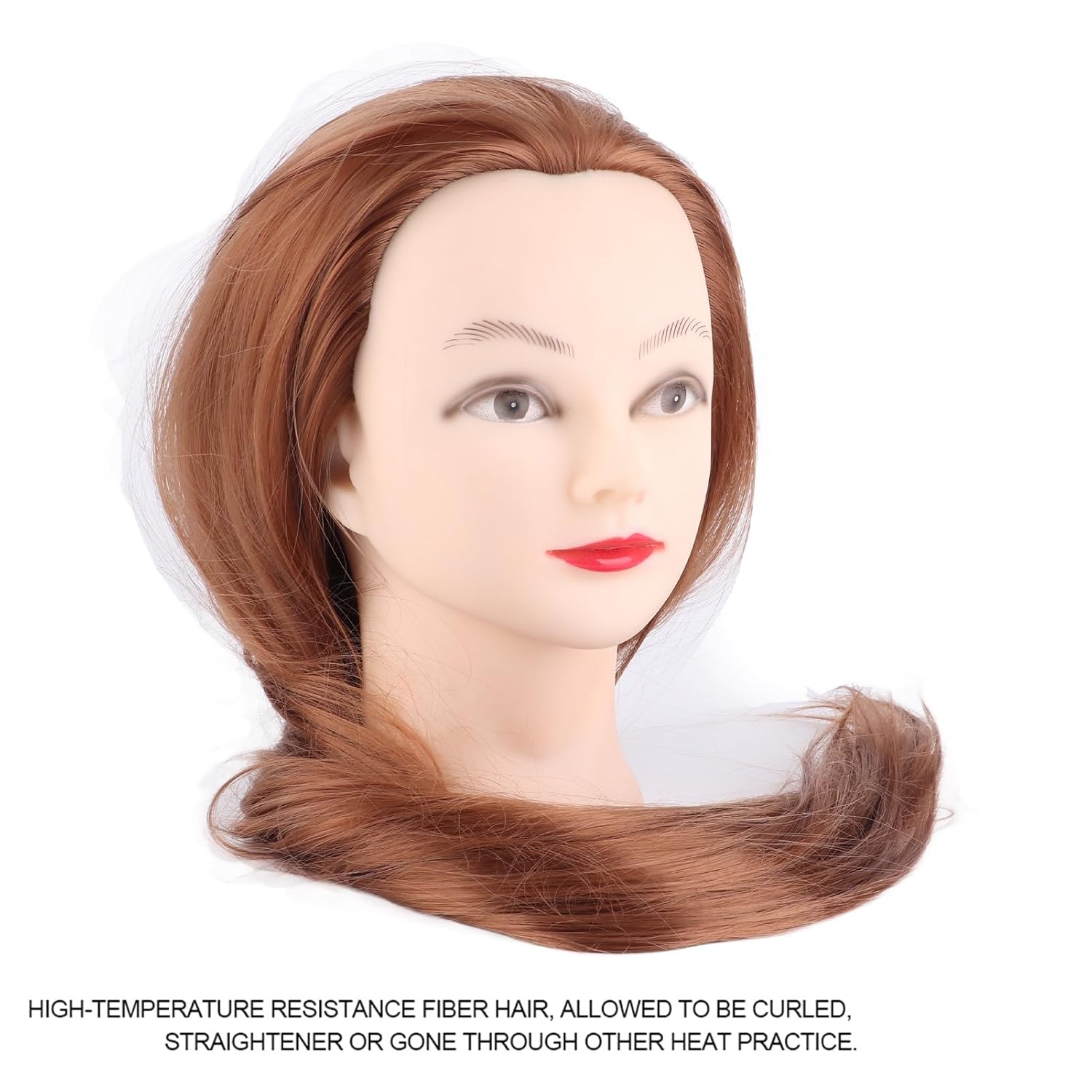 Fake Doll Hair to Practice Hair Mannequi Makeup Mannequin for Practice Gold Brown Cosmetology Training Hairdresser Doll for Eyelash Extensions and Makeup Ideal for Professional and